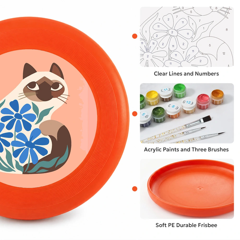 
Paint by Numbers - Frisbee | Siamese Cat with Blue Flowers