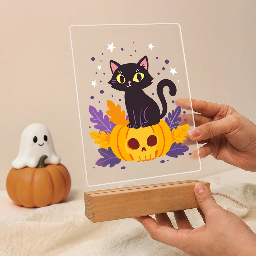 
Paint by Numbers - Halloween Light | Black Cat on a Pumpkin