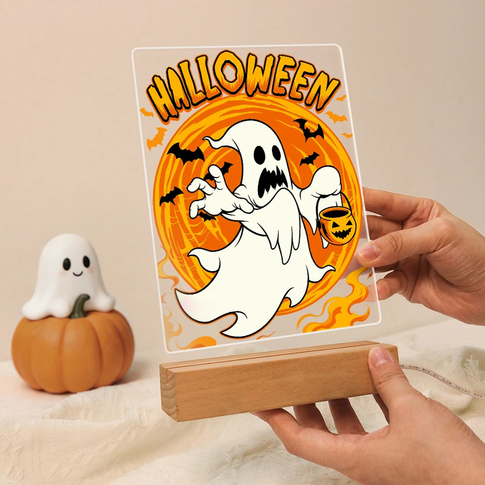Paint by Numbers - Halloween Light | Ghost with Candy Bucket