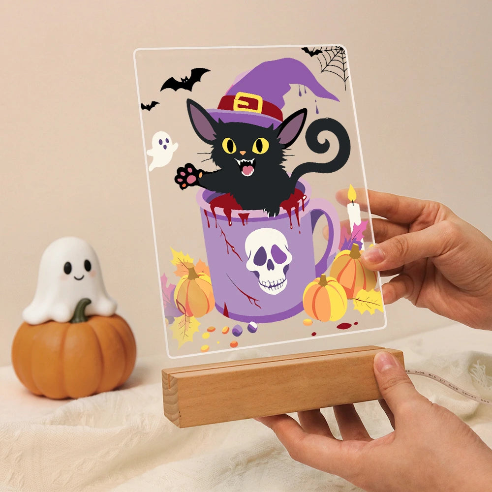 
Paint by Numbers - Halloween Light | Witch Cat in a Teacup