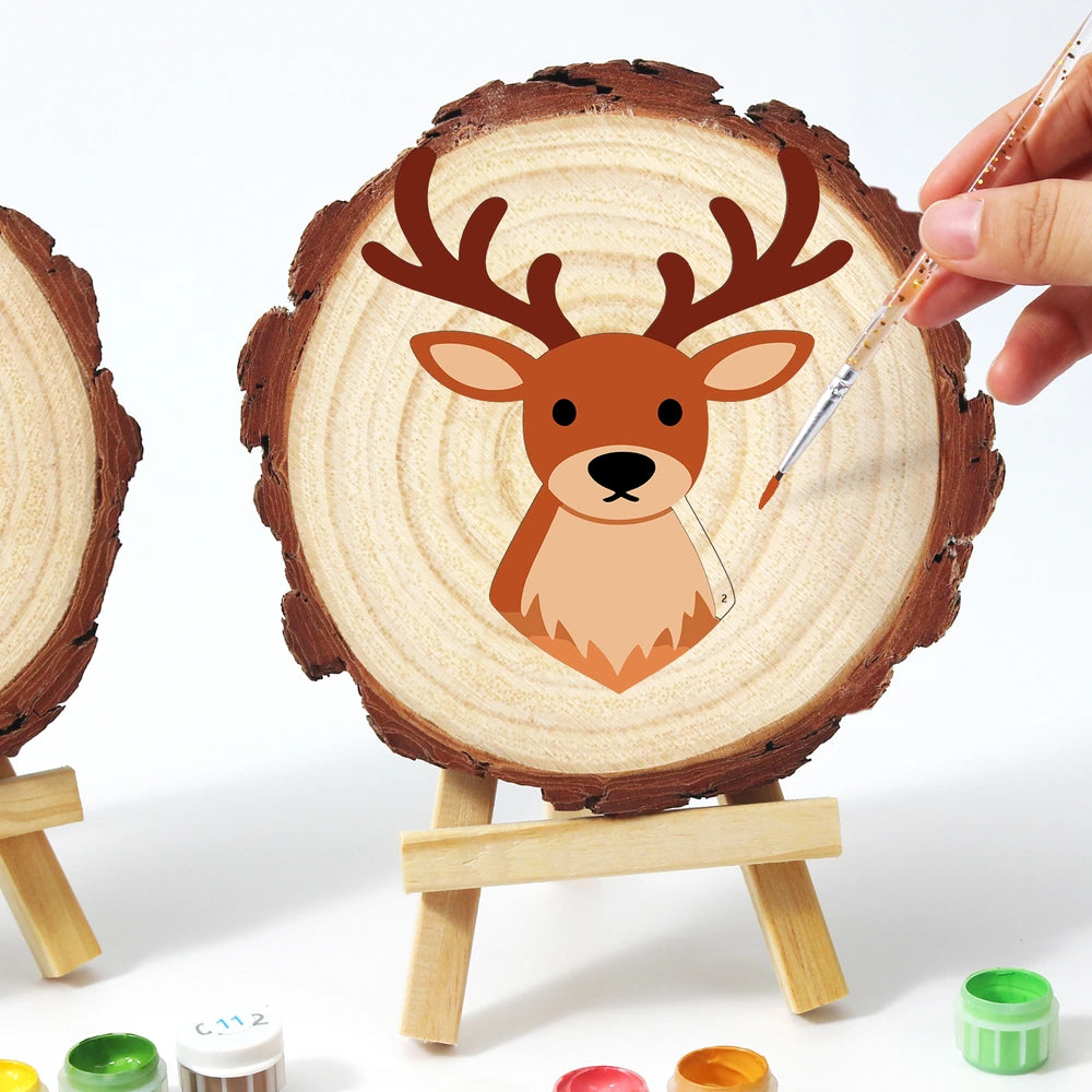 Paint by Numbers - Wood Slice | Reindeer Face