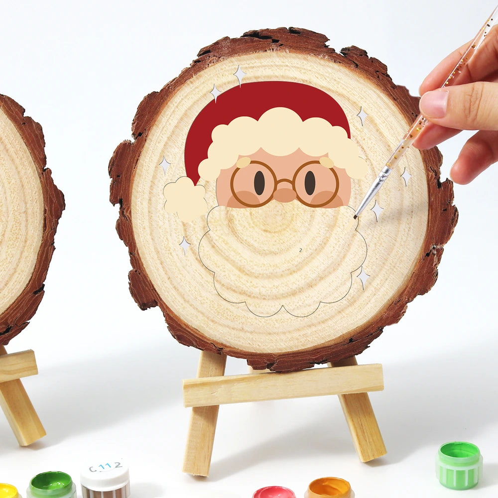 
Paint by Numbers - Wood Slice | Santa with Round Glasses