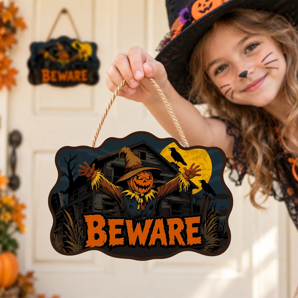 Paint by Numbers - Wooden Door Hanger | Beware Scarecrow at the Barn