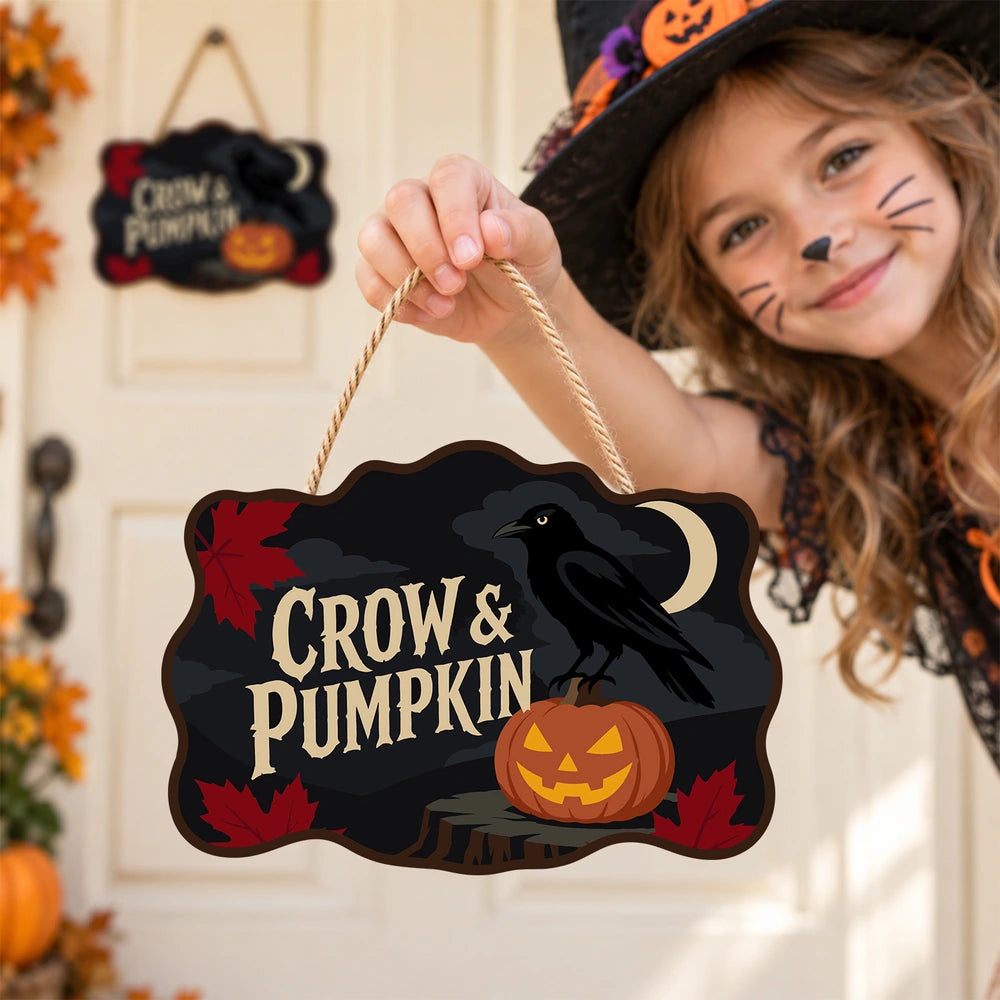 Paint by Numbers - Wooden Door Hanger | Crow and Pumpkin