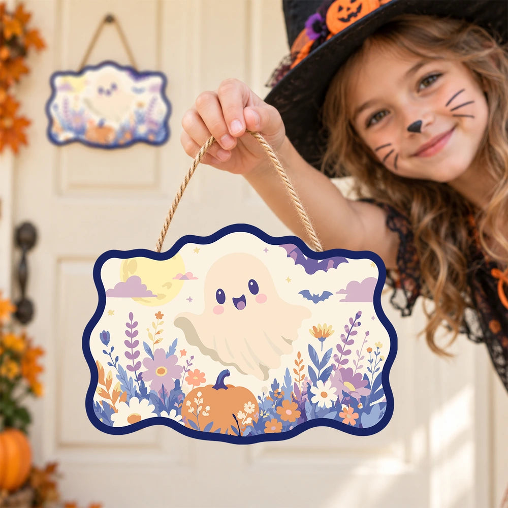 Paint by Numbers - Wooden Door Hanger | Ghost in a Flower Meadow
