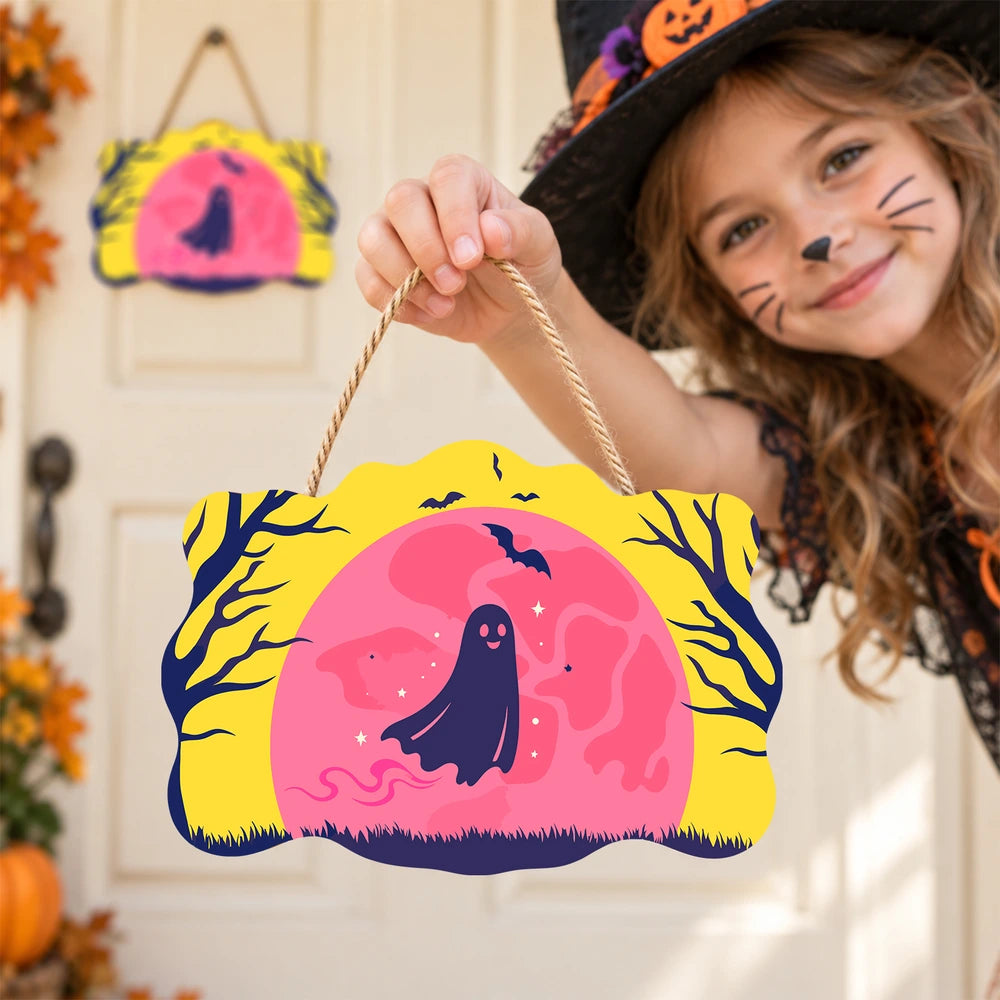 
Paint by Numbers - Wooden Door Hanger | Ghost in the Pink Moon