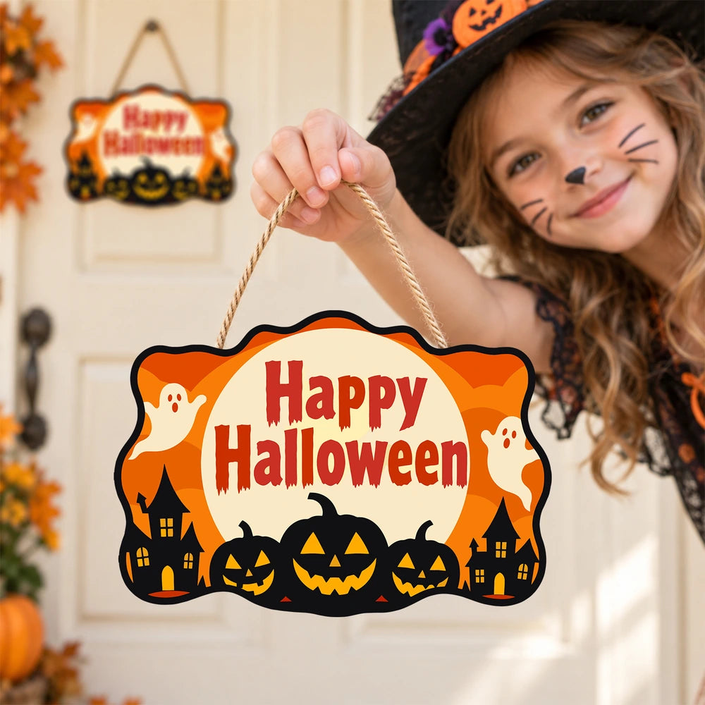 
Paint by Numbers - Wooden Door Hanger | Happy Halloween Ghosts Over the Town
