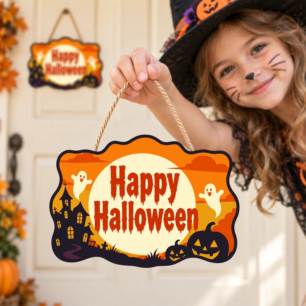 Paint by Numbers - Wooden Door Hanger | Happy Halloween Ghosts in the Moon