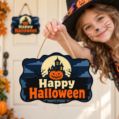 Paint by Numbers - Wooden Door Hanger | Happy Halloween Haunted House Sign
