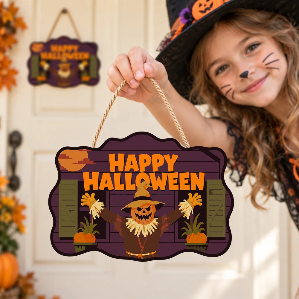 Paint by Numbers - Wooden Door Hanger | Happy Halloween Scarecrow at the Barn