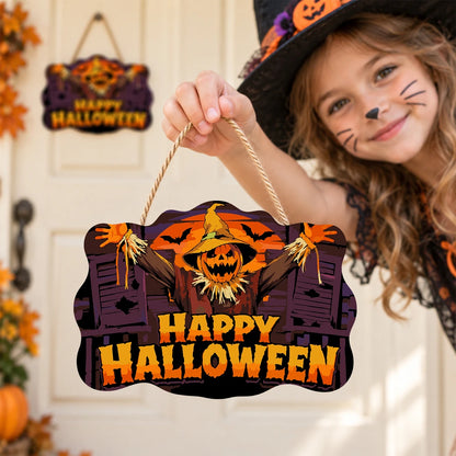 Paint by Numbers - Wooden Door Hanger | Happy Halloween Scarecrow at the Window