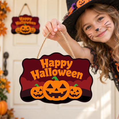Paint by Numbers - Wooden Door Hanger | Happy Halloween Three Pumpkins