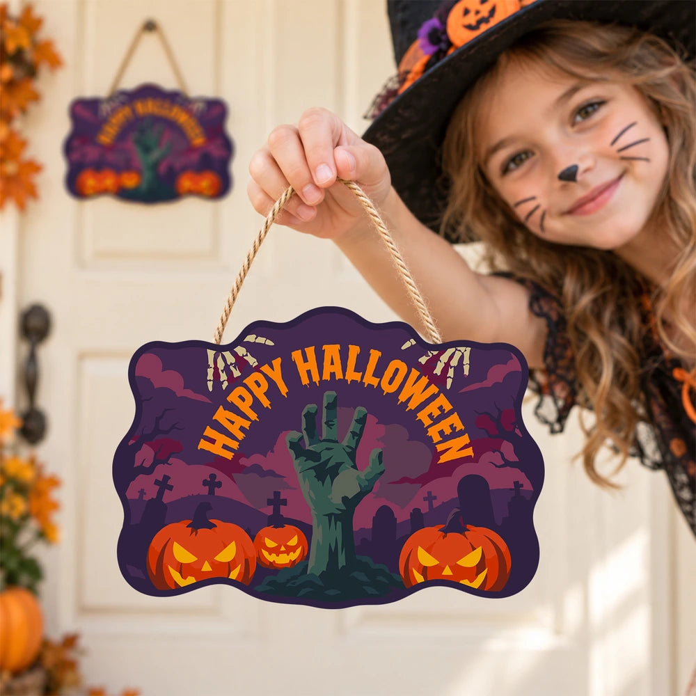Paint by Numbers - Wooden Door Hanger | Happy Halloween Zombie Hand