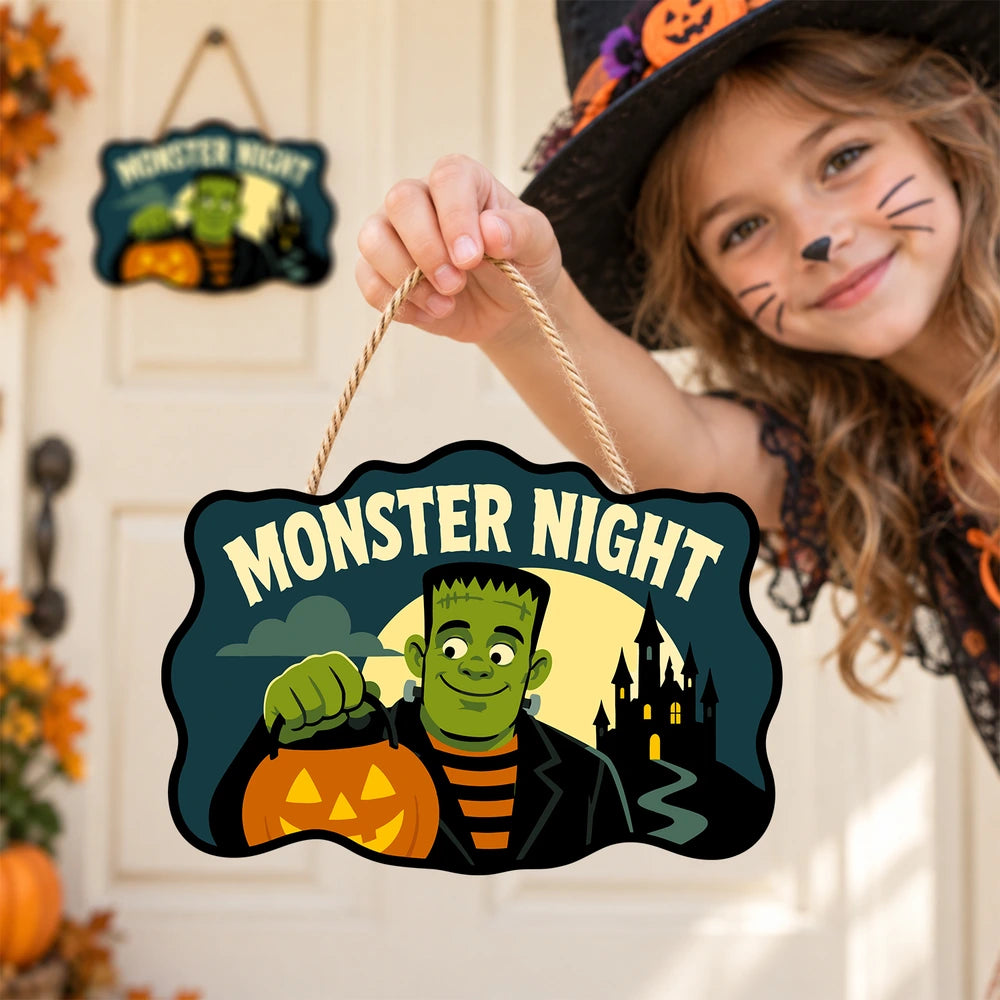 Paint by Numbers - Wooden Door Hanger | Monster Night