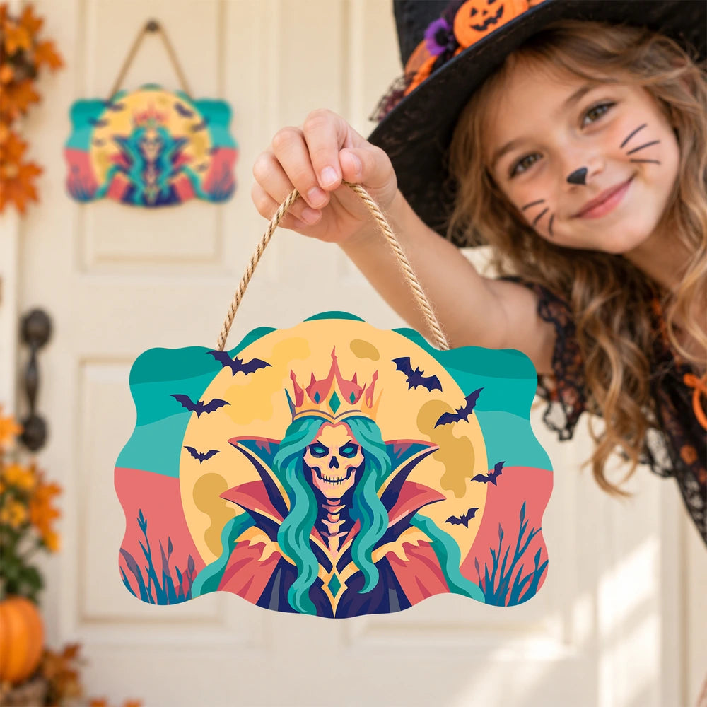Paint by Numbers - Wooden Door Hanger | Skeleton Queen with a Crown