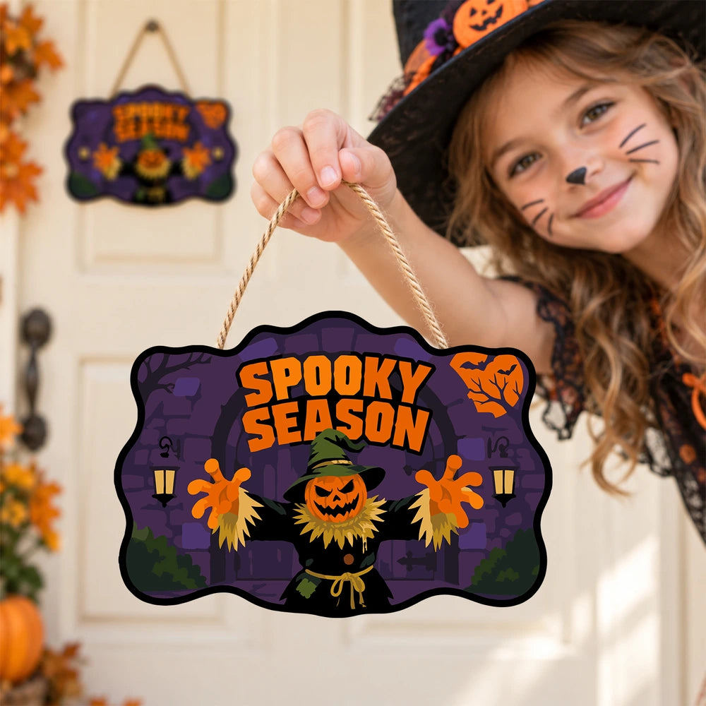 Paint by Numbers - Wooden Door Hanger | Spooky Season Pumpkin Scarecrow