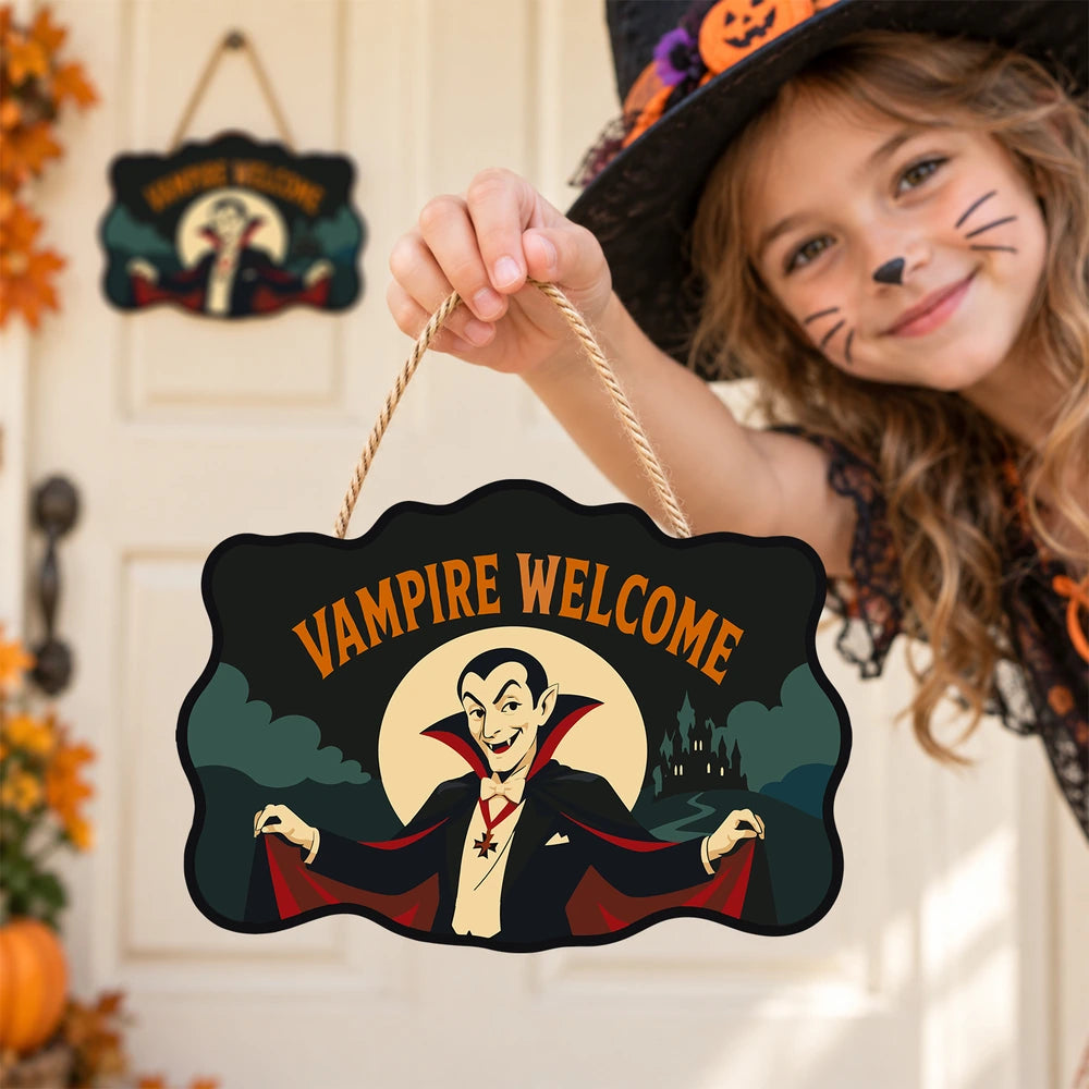 
Paint by Numbers - Wooden Door Hanger | Vampire Welcome