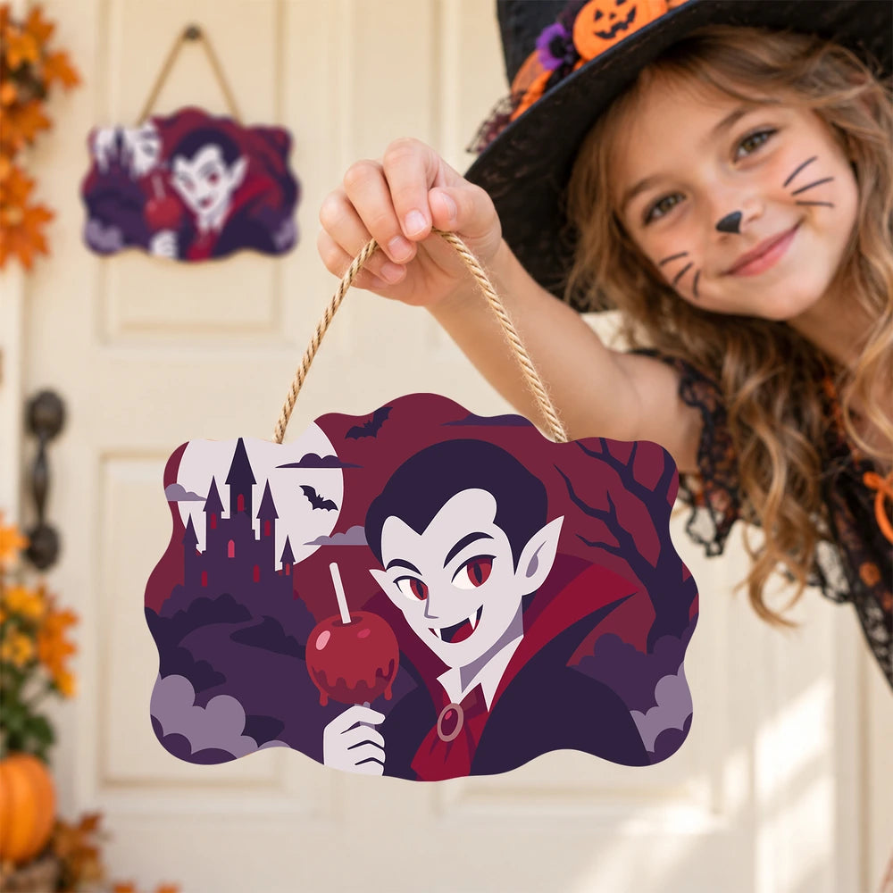 Paint by Numbers - Wooden Door Hanger | Vampire with a Candy Apple