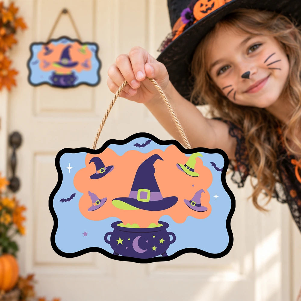 
Paint by Numbers - Wooden Door Hanger | Witch Hats from the Cauldron