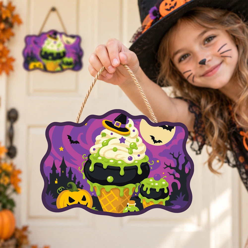 Paint by Numbers - Wooden Door Hanger | Witch's Cauldron Ice Cream