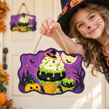 Paint by Numbers - Wooden Door Hanger | Witch's Cauldron Ice Cream