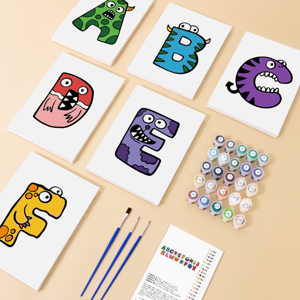 Paint by Numbers – Alphabet Painting Kit | A to Z Monster Letters