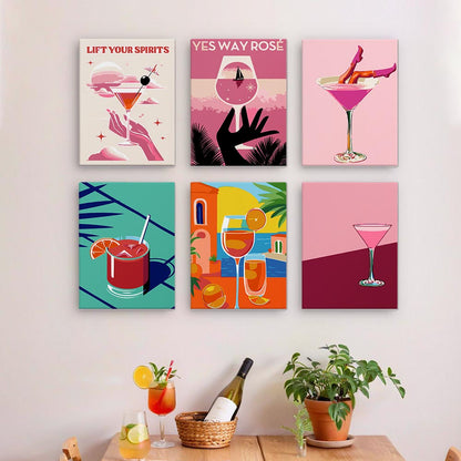 Paint by Numbers – 6 Mini Paintings | Rosé & Sunset Cocktails Set