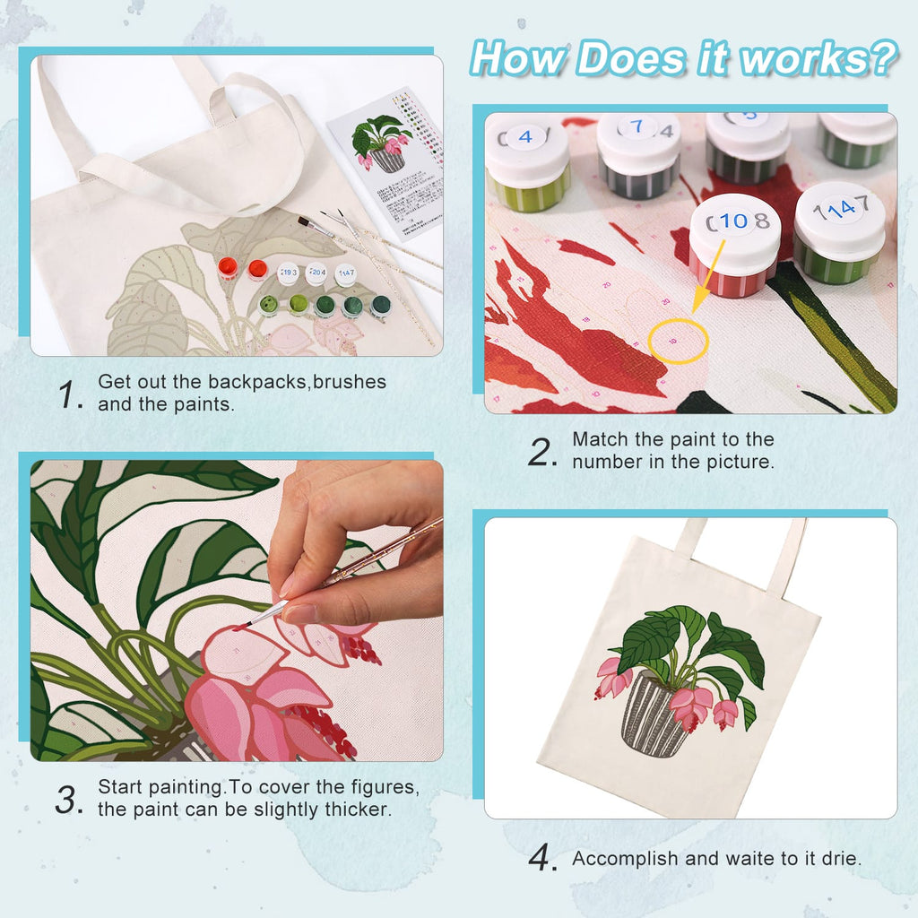 Paint by Numbers – DIY Totebag | Pink Bellflower