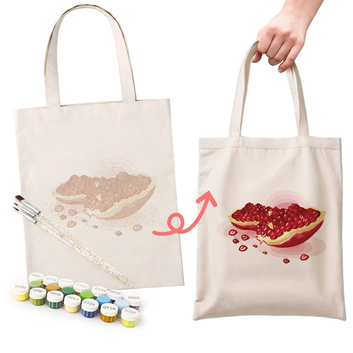 
Paint by Numbers - DIY Totebag | Pomegranate Splash