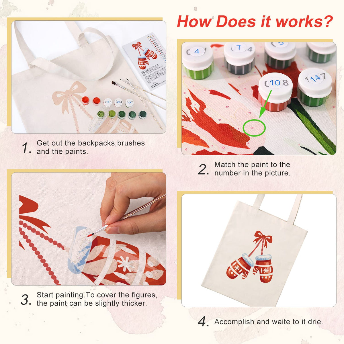 
Paint by Numbers – DIY Totebag | Winter Mittens