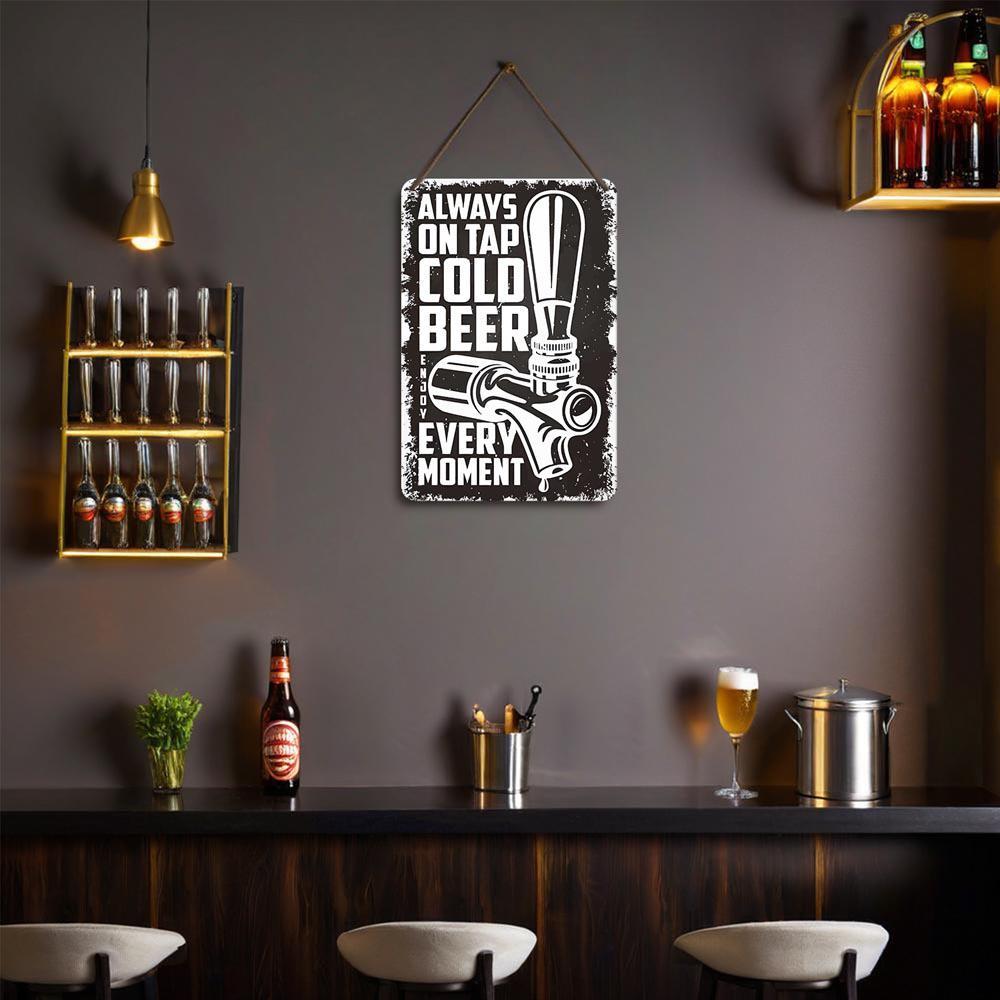 
Paint by Numbers – Vintage Metal Bar Art | Cold Beer on Tap (B/W)