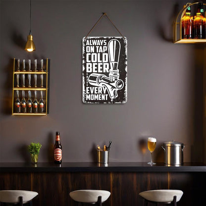 Paint by Numbers – Vintage Metal Bar Art | Cold Beer on Tap (B/W)