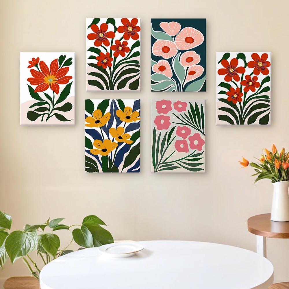 Paint by Numbers – 6 Mini Paintings | Vibrant Floral Garden Set
