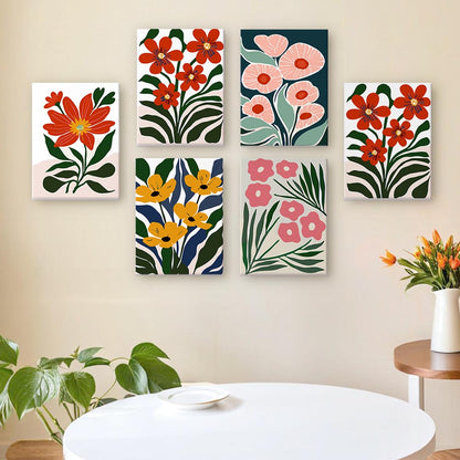 Paint by Numbers – 6 Mini Paintings | Vibrant Floral Garden Set