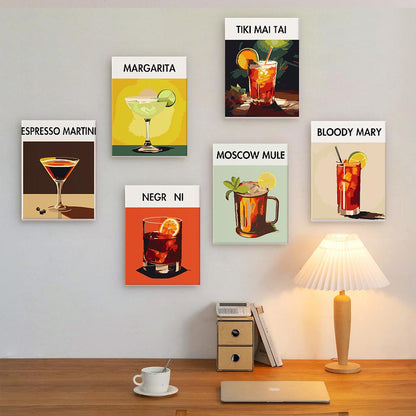 Paint by Numbers – 6 Mini Paintings | Modern Cocktails Set