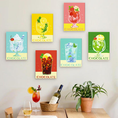 Paint by Numbers – 6 Mini Paintings | Retro Ice Cream & Drinks Set