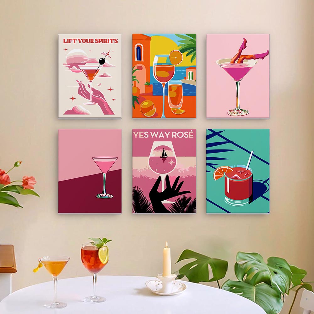 Paint by Numbers – 6 Mini Paintings | Rosé & Sunset Cocktails Set