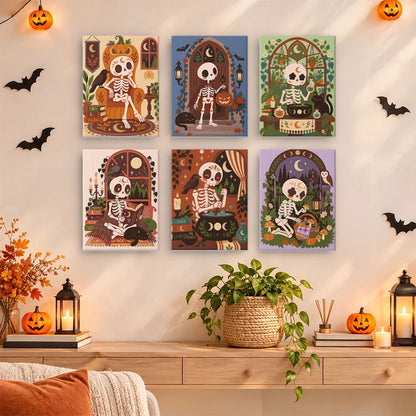 Paint by Numbers – 6 Mini Paintings | Boho Skeleton Witchcraft Set