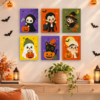 Paint by Numbers – 6 Mini Paintings | Chibi Halloween Costumes Set