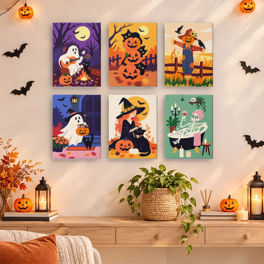 
Paint by Numbers – 6 Mini Paintings | Cozy Autumn Night Tales Set