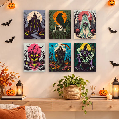 Paint by Numbers – 6 Mini Paintings | Dark Gothic Horror Set