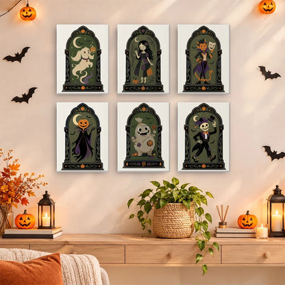 Paint by Numbers – 6 Mini Paintings | Gothic Arch Halloween Portraits Set