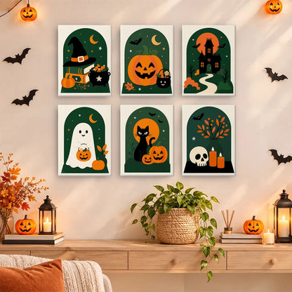 Paint by Numbers – 6 Mini Paintings | Green Arch Halloween Scenes Set