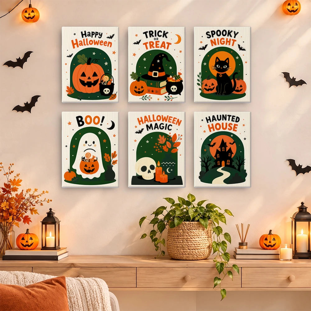 Paint by Numbers – 6 Mini Paintings | Happy Haunting Lettering Set