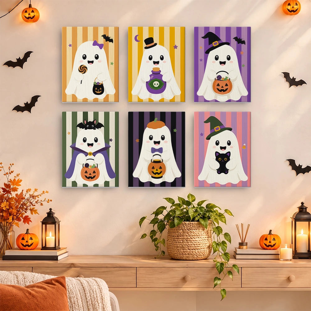Paint by Numbers – 6 Mini Paintings | Little Costumed Ghosts Set