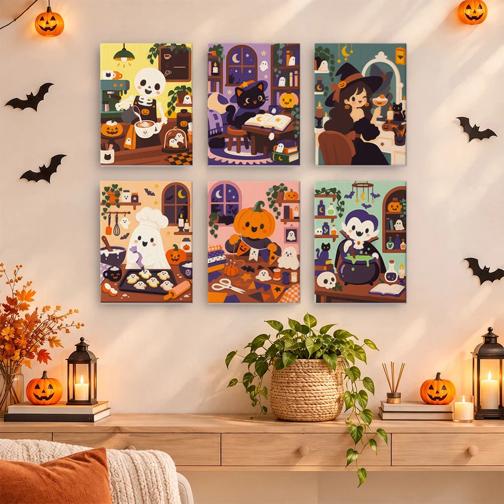 Paint by Numbers – 6 Mini Paintings | Monsters in the Kitchen Set