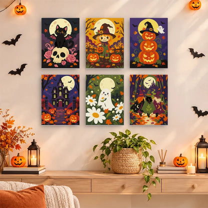 Paint by Numbers – 6 Mini Paintings | Moonlit Autumn Haunts Set