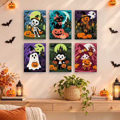 Paint by Numbers – 6 Mini Paintings | Neon Graveyard Characters Set