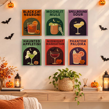 Paint by Numbers – 6 Mini Paintings | Spooky Cocktail Posters Set