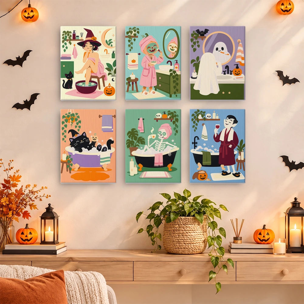 Paint by Numbers – 6 Mini Paintings | Spooky Spa Day Set